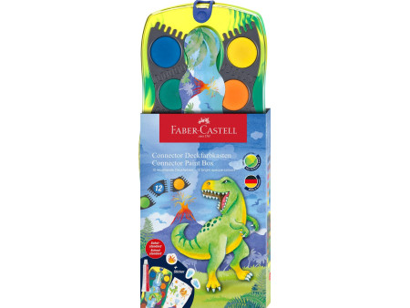FABER-CASTELL Boîte de peinture CONNECTOR Dino, 12 couleurs