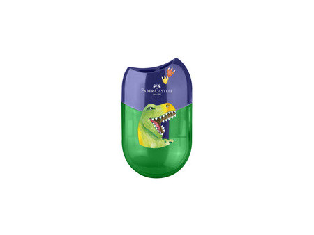 FABER-CASTELL Taille-crayon 2 trous 'Dino', vert/bleu