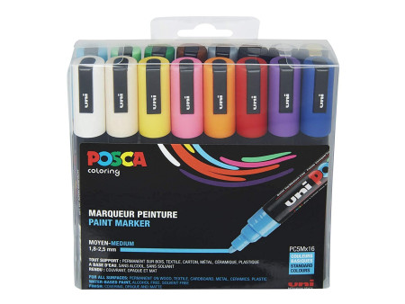 POSCA Marqueur à pigment PC-5M, étui de 16