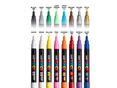 POSCA Marqueur à pigment PC3M, étui de 16, assorti