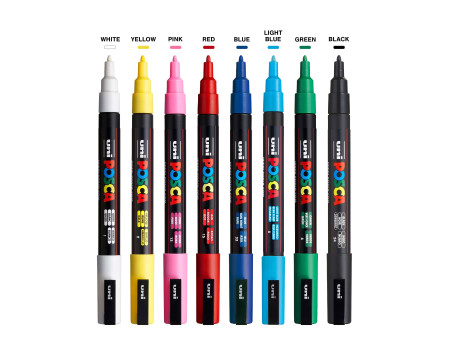 POSCA Marqueur à pigment PC3M, étui de 8, assorti standard