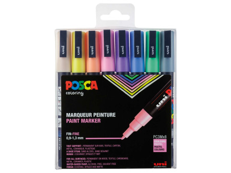 POSCA Marqueur à pigment PC3M, étui de 8, pastel