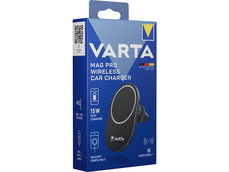 VARTA Chargeur Mag Pro Wireless Car Charger, noir