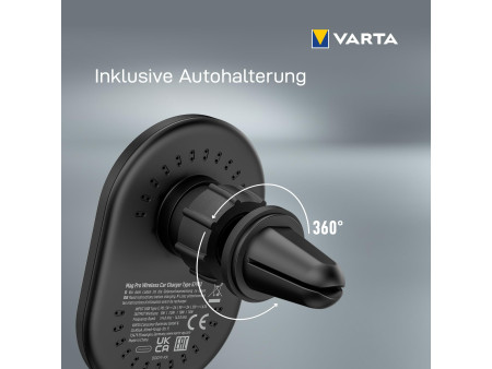 VARTA Chargeur Mag Pro Wireless Car Charger, noir