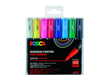 POSCA Marqueur à pigment PC-1MC, étui de 8, assorti
