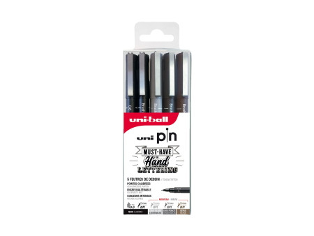 uni-ball Feutre technique PIN PF 'Lettering', set de 5