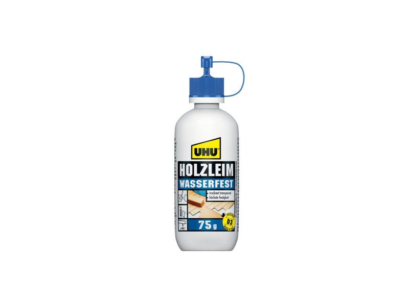 UHU colle à bois étanche D3, sans solvant, bouteille de 75 g