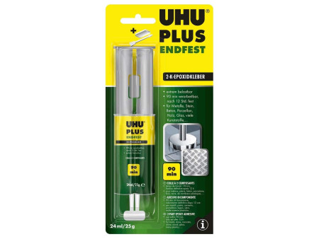 UHU Colle à 2 composants plus endfest, seringue à double