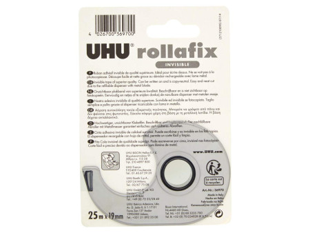 UHU Ruban adhésif rollafix avec dévidoir, invisible