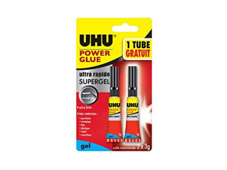 UHU Colle instantanée POWER GLUE ultra rapide SUPERGEL, 3 g