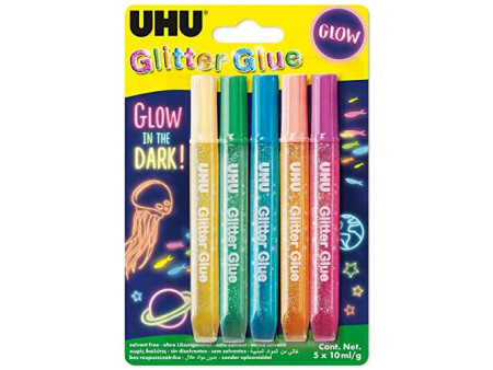 UHU Colle à paillettes Glitter Glue 'GLOW IN THE DARK'