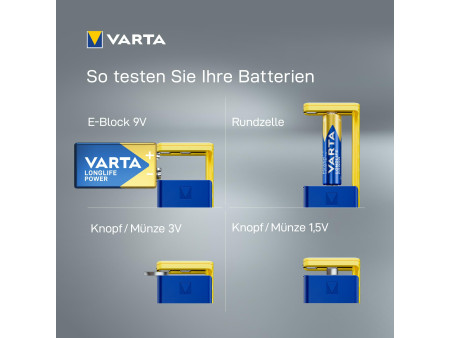 VARTA Testeur de piles, écran LCD, bleu/jaune