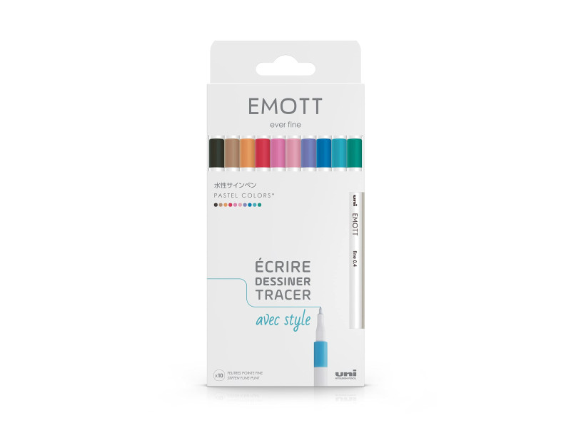 uni-ball Feutre EMOTT, set de 10 'Pastel Colors'