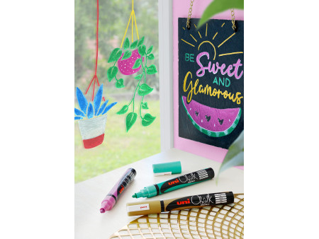 uni-ball Marqueur craie Chalk marker PWE5M, bleu métallique