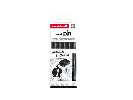 uni-ball Feutre technique PIN 'Manga Shonen' PF, set de 5