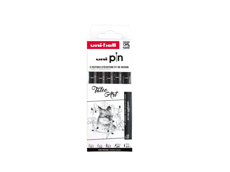 uni-ball Feutre technique PIN 'Tatoo Art' PF, set de 5