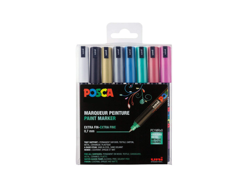 POSCA Marqueur à pigment PC1MR, pochette de 8, assorti
