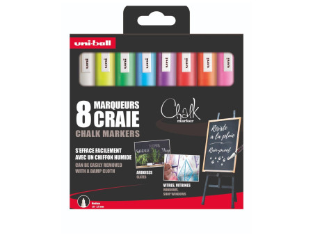 uni-ball Marqueur craie Chalk marker PWE5M/8 PF, étui de 8