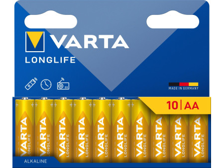 VARTA Pile alcaline 'LONGLIFE', Mignon AA, pack de 10