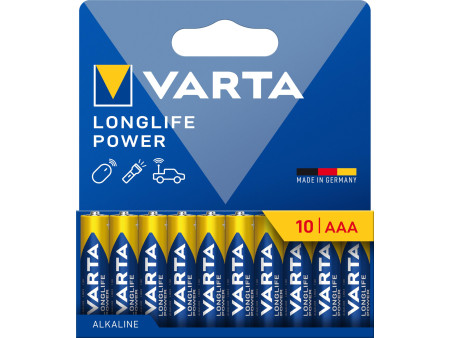VARTA Pile alcaline 'LONGLIFE POWER', Micro AAA, pack de 10
