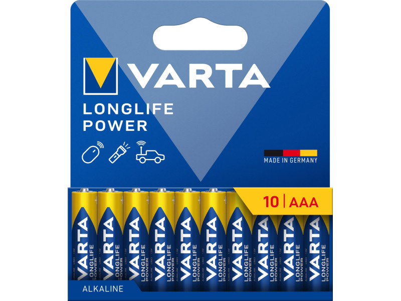 VARTA Pile alcaline 'LONGLIFE POWER', Micro AAA, pack de 10