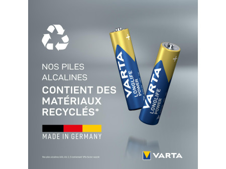 VARTA Pile alcaline 'LONGLIFE POWER', Micro AAA, pack de 10