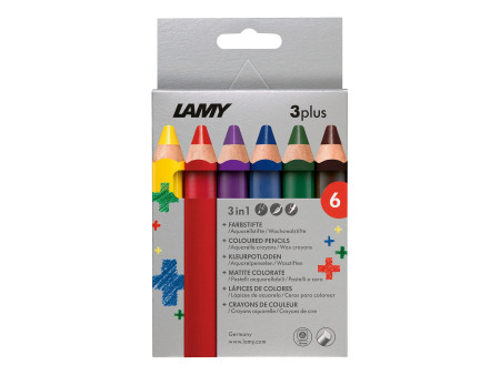 LAMY Crayon de couleur 3-en-1 3plus, étui carton de 6