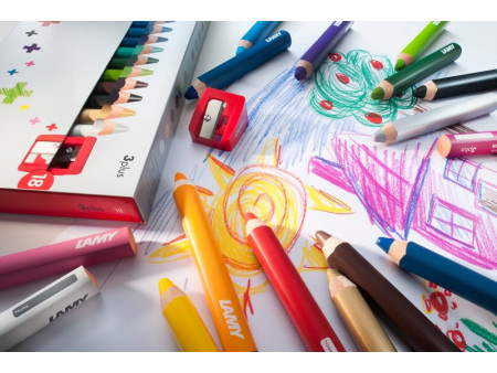 LAMY Crayon de couleur 3-en-1 3plus, étui carton de 6
