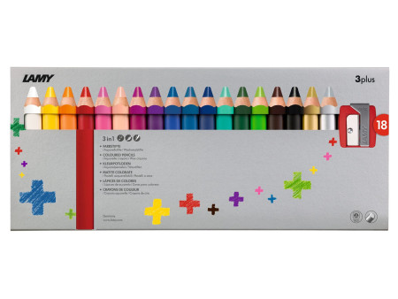 LAMY Crayon de couleur 3-en-1 3plus, étui carton de 18