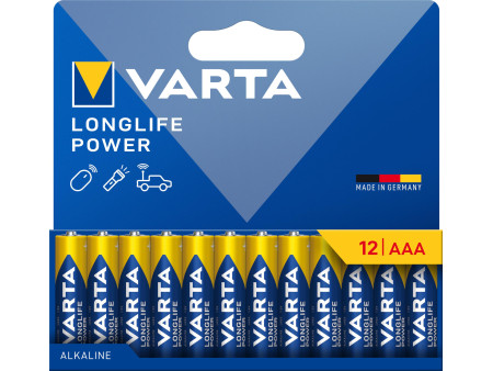VARTA Pile alcaline 'LONGLIFE POWER', Micro AAA, pack de 12