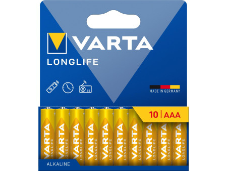 VARTA Pile alcaline 'LONGLIFE', Micro AAA, pack de 10