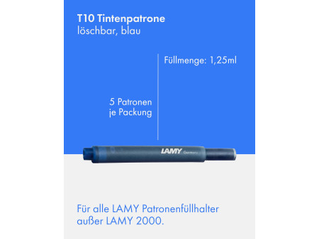LAMY Cartouche d'encre grande capacité T10, pack de 3, bleu
