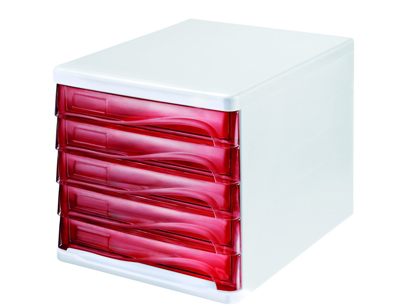 helit Module de classement 'the wave', 5 tiroirs,blanc/rouge