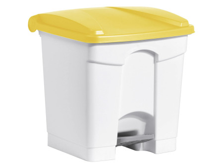 helit Poubelle à pédale 'the step', 30 litres, blanc/jaune