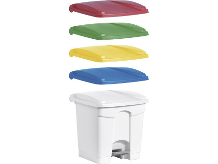 helit Poubelle à pédale 'the step', 30 litres, blanc/jaune