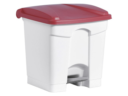 helit Poubelle à pédale 'the step', 30 litres, blanc/rouge