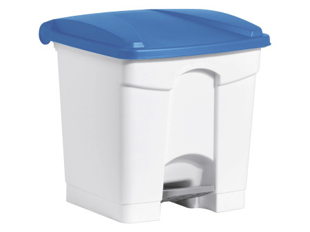 helit Poubelle à pédale 'the step', 30 litres, blanc/bleu