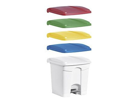 helit Poubelle à pédale 'the step', 30 litres, blanc/bleu