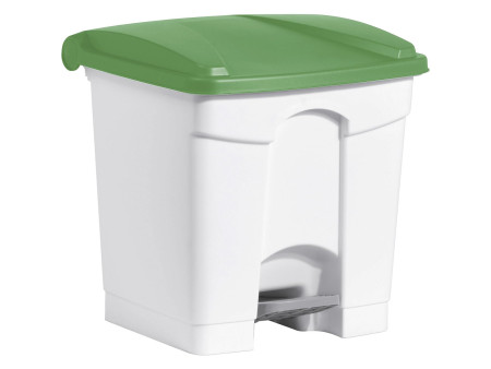 helit Poubelle à pédale 'the step', 30 litre, blanc/vert