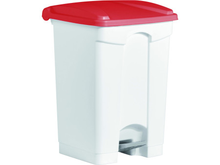 helit Poubelle à pédale 'the step', 45 litres, blanc/rouge