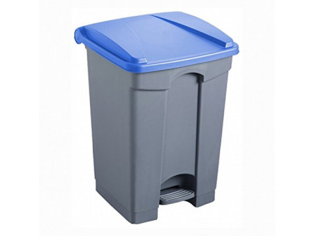 helit Poubelle à pédale 'the step', 45 litres, blanc/bleu