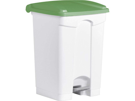 helit Poubelle à pédale 'the step', 45 litres, blanc/vert