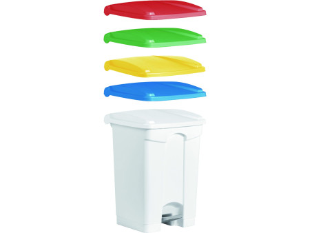 helit Poubelle à pédale 'the step', 45 litres, blanc/blanc