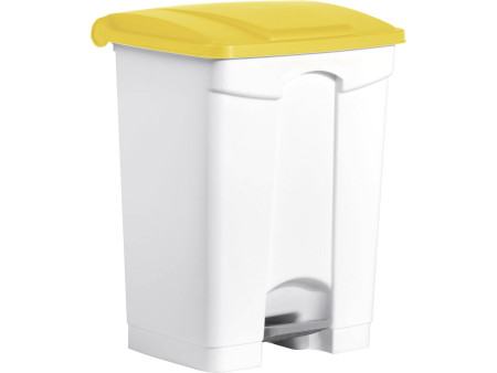 helit Poubelle à pédale 'the step', 70 litres, blanc/jaune
