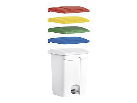 helit Poubelle à pédale 'the step', 70 litres, blanc/jaune