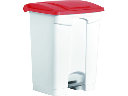 helit Poubelle à pédale 'the step', 70 litres, blanc/rouge