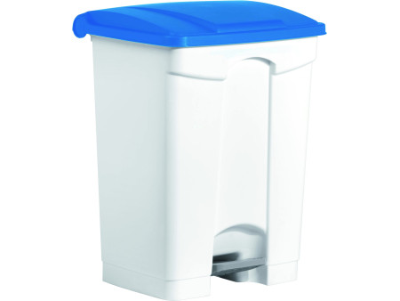helit Poubelle à pédale 'the step', 70 litres, blanc/bleu