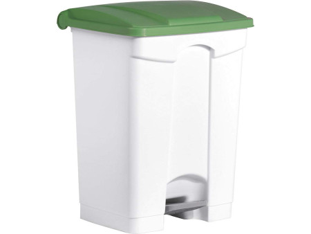 helit Poubelle à pédale 'the step', 70 litres, blanc/vert