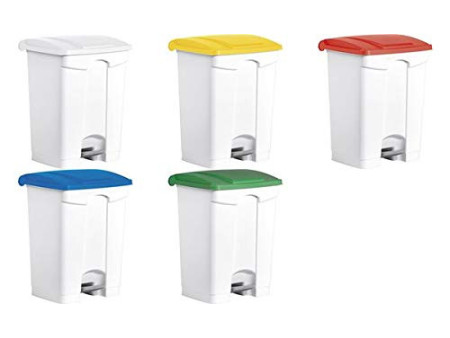 helit Poubelle à pédale 'the step', 70 litres, blanc/blanc