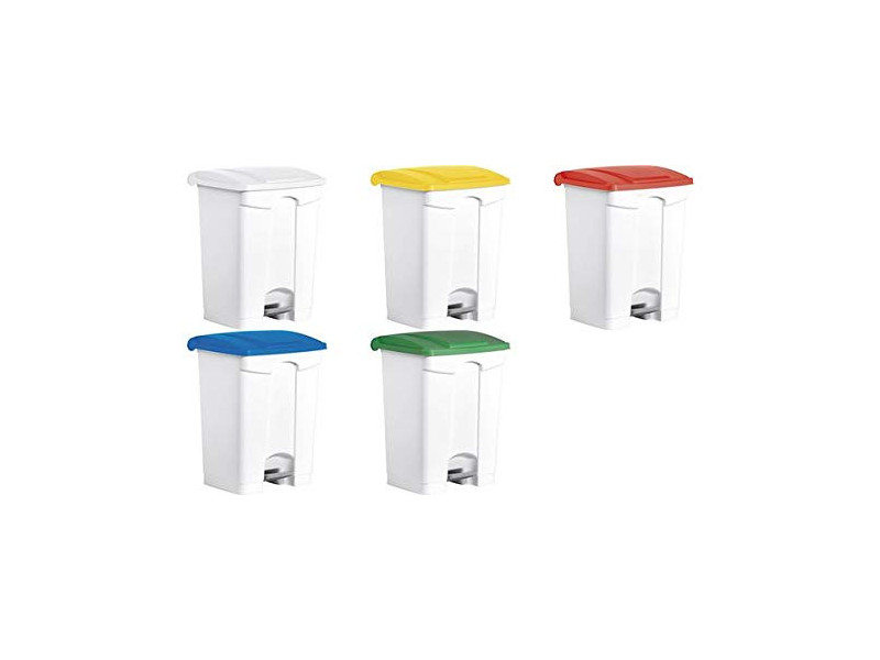 helit Poubelle à pédale 'the step', 70 litres, blanc/blanc